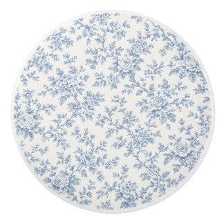 French Blue Toile Ceramic Cabinet Knob