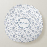 French Blue Toile Chinoiserie Floral Girls Name