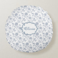 French Blue Toile Chinoiserie Floral Girls Name