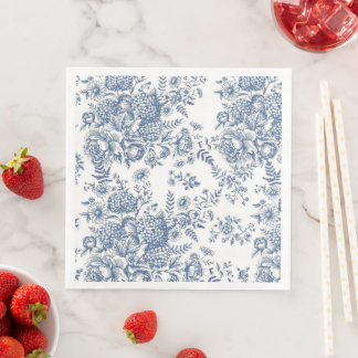 French Blue Toile Cocktail Napkins