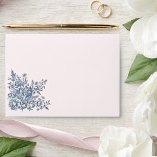 French Blue Toile Double Design Envelope wedding