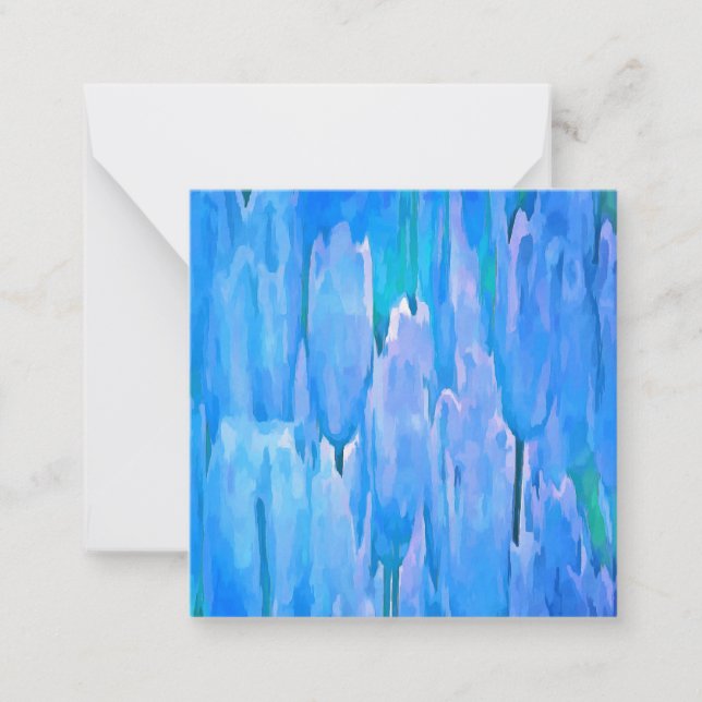 French Blue Tulips Abstract Floral Pattern Card (Front)