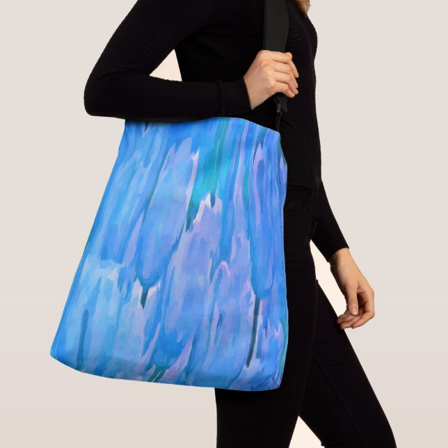 French Blue Tulips Abstract Floral Pattern Crossbody Bag (Close Up)