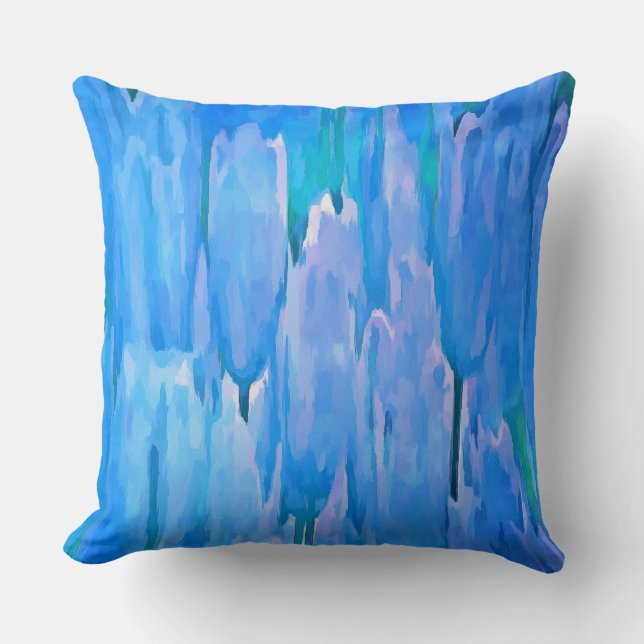 French Blue Tulips Abstract Floral Pattern Cushion (Front)