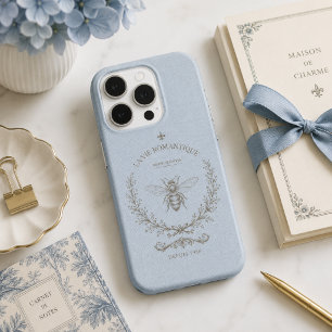 French Blue Vintage Bee French Country Rustic iPhone 15 Pro Case