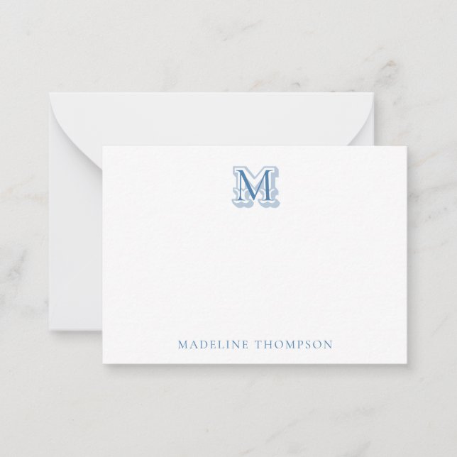French Blue Vintage Classic Intertwined Monogram Card (Front)