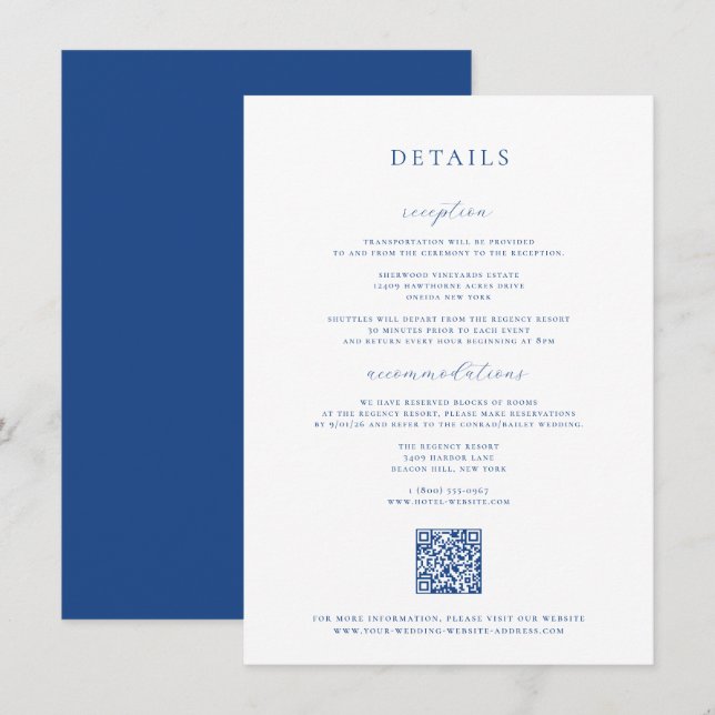 French Blue Wedding Details Card (Front/Back)