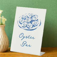 French Blue Whimsical Hand Drawn Oyster Bar