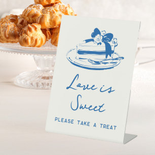 French Blue Whimsical Love is Sweet Treat Dessert Pedestal Sign
