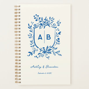 French Blue Whimsical Monogram Crest Wedding Planner