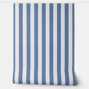 French blue white awning stripe wallpaper