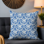French Blue White Floral Pattern Botanical Chic Cushion<br><div class="desc">French Blue White Floral Pattern Botanical Chic Throw Pillows features a modern French pattern of a white floral on a blue background. Designed by ©Evco Studio www.zazzle.com/store/evcostudio</div>
