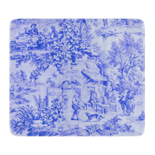 French Blue White Toile Chinoiserie Rustic Style  Cutting Board