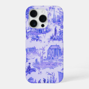 French Blue White Toile Chinoiserie Style Rustic iPhone 16 Pro Case