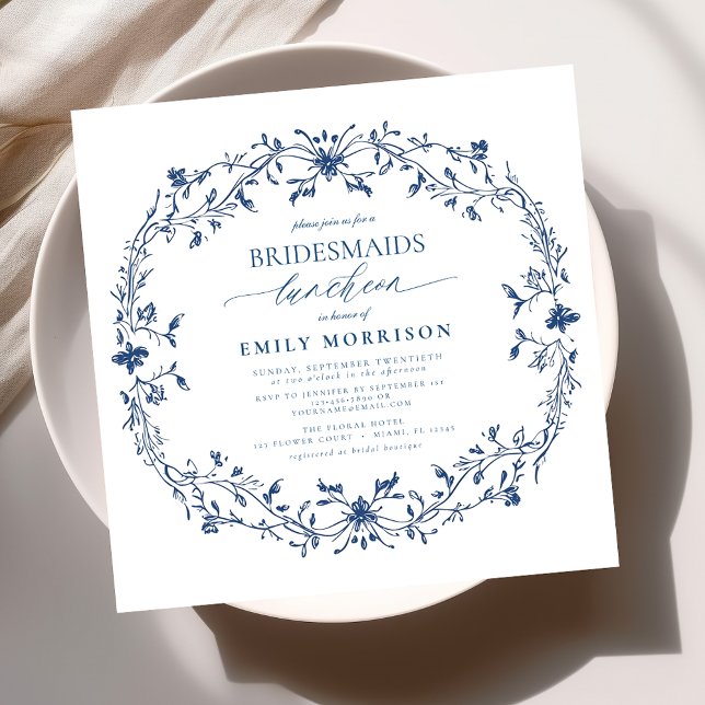 French Blue & White Victorian Bridal Luncheon Invitation (Creator Uploaded)