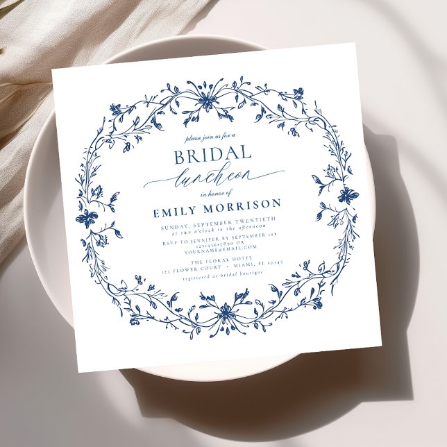 French Blue & White Victorian Bridal Luncheon Invitation (Creator Uploaded)