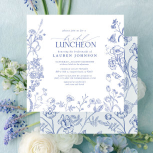 French Blue & White Victorian Bridal Luncheon Invitation