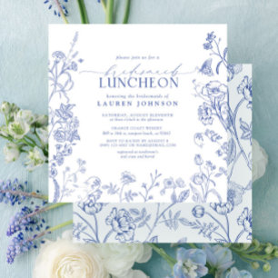 French Blue & White Victorian Bridal Luncheon Invitation
