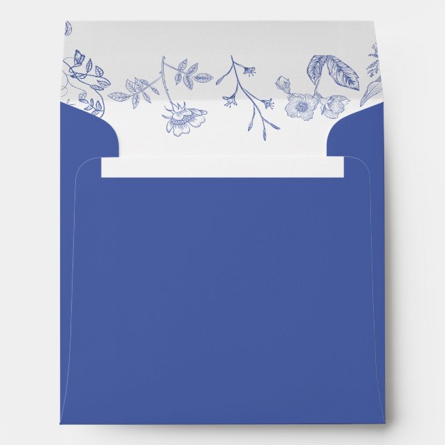 French Blue & White Victorian Floral Bridal Shower Envelope (Back (Bottom))