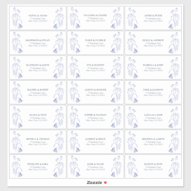 French Blue & White Victorian Floral Guest Address (Sheet)