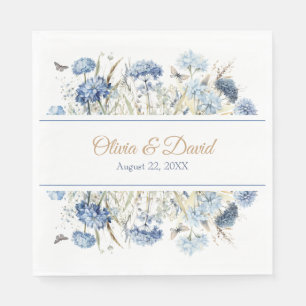 French Blue Wildflower Meadow Wedding Napkins