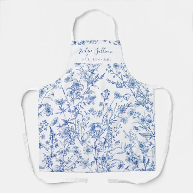 French blue wildflowers apron (Front)