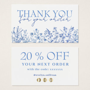 French blue wildflowers thank you discount card
