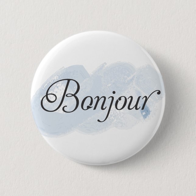 French Bonjour 6 Cm Round Badge (Front)