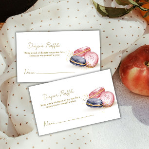 French Bonjour Macarons Diaper Raffle Baby Shower Enclosure Card