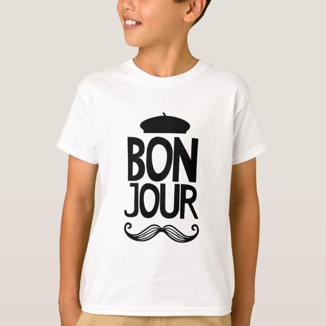 French Bonjour Moustache T-Shirt (Front)