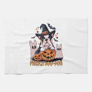 French Boo Dog Cute Frenchie Halloween Ghost Dog T Tea Towel