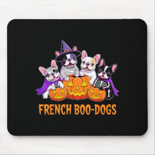 French Boo Dogs Funny Cute Dog Halloween Mouse Pad