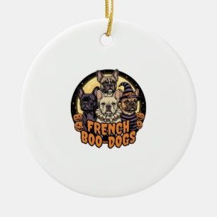 French Boo-Dogs Halloween French Bulldog Design_1 Ceramic Tree Decoration