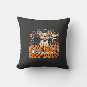French Boo Dogs Halloween French Bulldog Design_1 Cushion