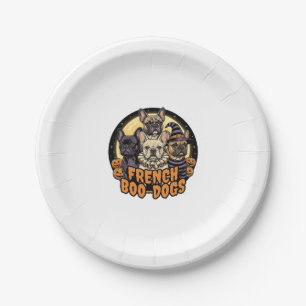 French Boo-Dogs Halloween French Bulldog Design_1 Paper Plate