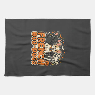 French Boo Dogs Halloween French Bulldog Design_1 Tea Towel