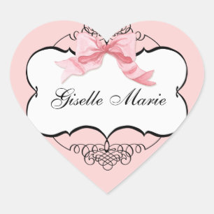French Bow n Dots, Girl Baby Shower Sticker Seal