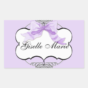 French Bow n Dots, Girl Baby Shower Sticker Seal