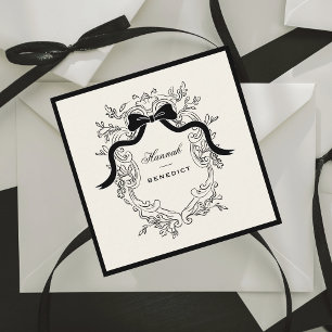 French Bow Vintage Coquette Ribbon Crest Old Money Square Business Card