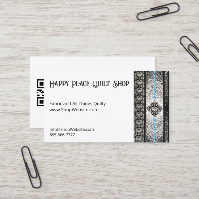 French Braid Quilt Fully Customisable Biz Cards (Front/Back In Situ)