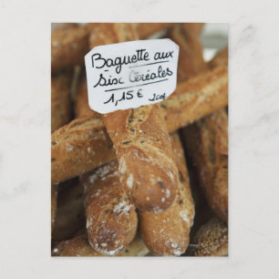 French bread at a market postcard