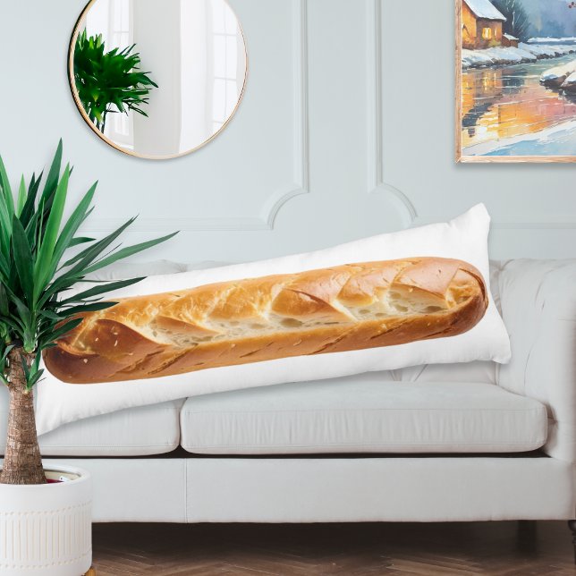 French Bread Stick Baguette Funny Personalised Body Cushion (A long length body pillow with French baguette picture on one side, your own custom text on the back)