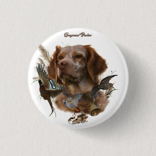 French Brittany, Bird Hunting Art 3 Cm Round Badge