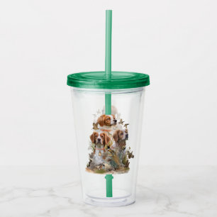 French Brittany, Bird Hunting Art  Acrylic Tumbler