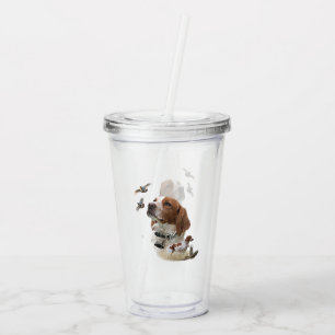 French Brittany, Bird Hunting Art  Acrylic Tumbler