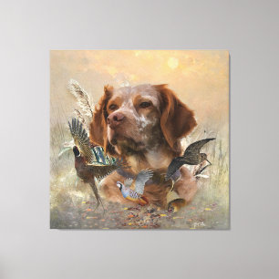 French Brittany, Bird Hunting Art Canvas Print