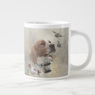 French Brittany, Bird Hunting Art Large Coffee Mug