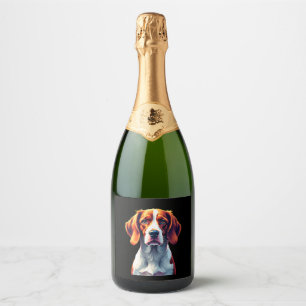 French Brittany Spaniel Mom Dad Dog Face Pop Art C Sparkling Wine Label