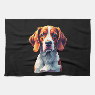 French Brittany Spaniel Mom Dad Dog Face Pop Art C Tea Towel