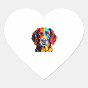 French Brittany Spaniel Mum Dad Dog Face Pop Art C Heart Sticker